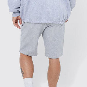 Shorts en coton gris pour homme, tendance 2026, avec taille élastique et logo imprimé sur le devant, tenue décontractée pour homme - Product Image 5