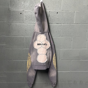 Sudadera con Capucha Personalizada OEM, 100% Algodón, Gruesa, 500 g/m², con Cierre, Bordada, Lisa, Teñida, Estilo Vintage, Talla Grande - Product Image 6