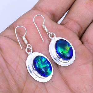 Australian Triplet <b>Opal</b> 925 Silver Dangle <b>Earrings</b> Handmade Boho Jewelry Natural <b>Opal</b> <b>Earrings</b> For Women - Product Image 2