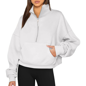 Suéter de cuello alto con media cremallera y tejido acanalado cálido para mujer, de manga larga, ideal para otoño e invierno, venta al por mayor de fábrica. - Product Image 6
