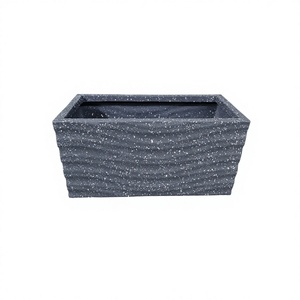 <b>Rectangular</b> Classic wave Design Handcrafted Hand Carved FRP Planter <b>Pot</b> Lightweight Unbreakable Floor Outdoor/Indoor Use - Product Image 1