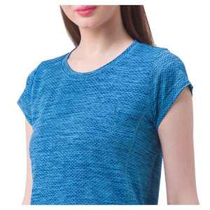 Camiseta de Manga Corta para Mujer, Cuello Redondo, Ajustada, de Secado Rápido, Azul, Tejido de Poliéster, Informal, para Primavera/Verano - Product Image 2