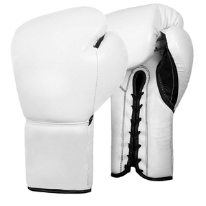 Gants de boxe en PU blanc avec fermeture à lacets pour adultes, gants d'entraînement professionnels respirants pour la boxe, le MMA - Product Image 3