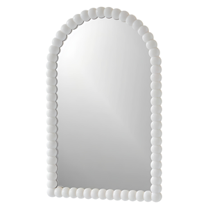 Espejo de pared artesanal con marco de madera tallada Smart Art, marco decorativo semicircular blanco de MDF, decoración moderna para la sala de estar. - Product Image 5