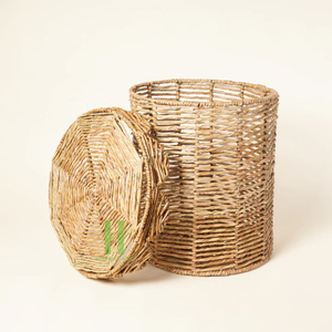 Lot de 2 paniers en jonc de mer rectangulaires Boho d'emballage OEM personnalisé écologique à bas quantité minimale de commande de fabricant vietnamien - Product Image 2