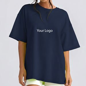 เสื้อยืดโอเวอร์ไซส์ผ้าฝ้าย 100% ทรงหลวมไหล่ตกสำหรับผู้หญิง รับผลิตแบบ OEM/ODM ปักโลโก้ตามสั่ง ระบายอากาศได้ดี สีพื้น - Product Image 1