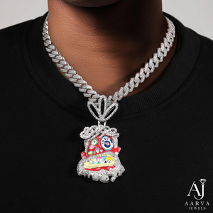 Cartoon <b>Monster</b> Pendant Zircon Inlay Brass Charm <b>Colorful</b> Enamel Rhodium Plated Necklace Jewelry for Daily Wear - Product Image 5