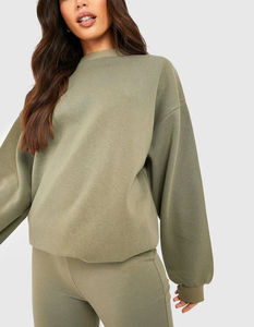 Custom Logo Women Oversized Crewneck Sweatshirt Matching Lounge Set Cotton Blend Fleece Long Sleeve Casual Pullover - Product Image 6