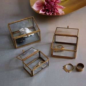 Rectangular Glass Jewelry Box with Metal Frame and Lid for Storage and Display - Product Image 4