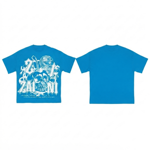 Camiseta de Algodón Premium de 240 GSM para Hombre, Talla Grande, Simple, Azul, Suave, Transpirable, con Estampado Gráfico, Logotipo Personalizado, Impresión DTF, OEM - Product Image 1
