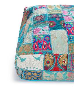 Housse de coussin carrée bohème en patchwork, broderie artisanale, coton, polyester, lin, décoration intérieure - Product Image 6