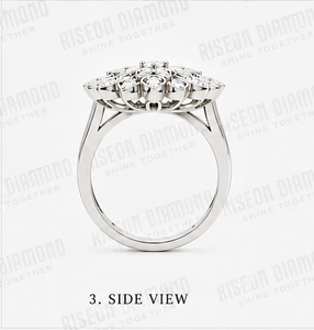 Impresionante Anillo de Diamantes con Diseño Floral en Oro Blanco, Intrincado Diseño de Flor Desplegable, Patrón Marquise Premium, Regalo de Lujo - Product Image 4