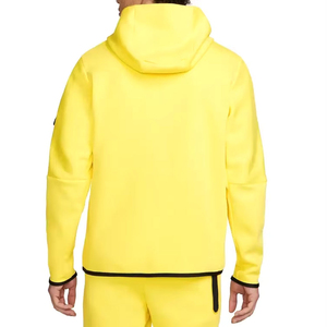 Men's Yellow Tracksuit Set Full <b>Zip</b> <b>Hooded</b> Solid Design Casual Breathable Eco-Friendly Quick Dry 100% Cotton Lightweight Regular - Product Image 3