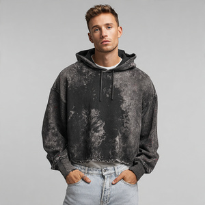 <b>Men</b> <b>Crop</b> Drop Shoulder Washed Hoodie <b>Tops</b> <b>Men</b> Washed Cropped Hooded <b>Tops</b> <b>Mens</b> Winter Short Long Sleeve Hoodies <b>Men's</b> - Product Image 2