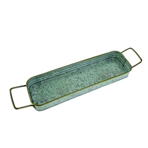 Bandeja Redonda Metálica Ecológica para Macetas, Galvanizada e Impresa, para Decoración del Hogar y Jardín, Apta para Lavavajillas, Rectangular - Product Image 1