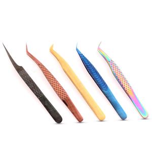 Pinces à épiler professionnelles pour extensions de cils, pointe dépoussiérée, haute qualité, couleur or titane, marque personnalisée, outils en acier inoxydable - Product Image 4