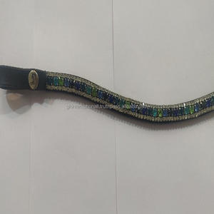 Bandeau à sourcils en cristal décoratif de qualité supérieure, équipement cheval en cuir, prix en gros, avec bouton à pression - Product Image 4