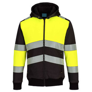 Sweat-shirts à capuche zippés en molleton de coton haute visibilité pour l'hiver, avec bandes réfléchissantes pour la sécurité des travailleurs de la construction - Product Image 1