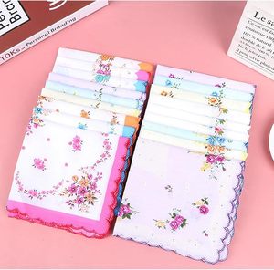 ผ้าเช็ดหน้าผู้หญิงผ้าฝ้ายแท้ 100% หลากสี ขนาด 25x25 ซม. ลายดอกไม้ สำหรับเป็นของขวัญงานแต่งงาน โรงแรม - Product Image 2