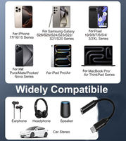 Premium Schwarz Nylon Geflochtenes USB-C auf 3,5mm Audio Aux Kopfhörer Dongle Kabel Adapter für iPhone 17 16 15 Samsung S26 S25