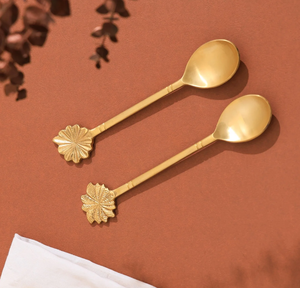 Cuchara de Latón Impresionante, Cuchillería Royal, Diseño Girasol, Acabado Dorado Mate Pulido, Cuchara de Cuchillería Más Vendida en Oferta - Product Image 1