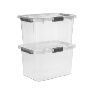 Scatola portaoggetti trasparente da 30 litri con coperchio a cerniera e chiusura a scatto, impugnatura comoda, grigio scuro, confezione da 6 - Product Image 4