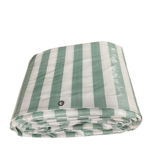 Bâche PE fabriquée au Vietnam K Tarp Vina White Green Stripe Couverture de service de coupe protégée contre les UV - Product Image 1