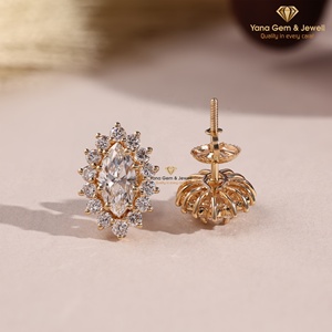 Pendientes de Oro Sólido de 14K con Diamante Cultivado en Laboratorio CVD de Corte Marquesa y Halo Floral para Mujer, 2 TCW, Certificado IGI, Claridad VVS2, Color E - Product Image 2