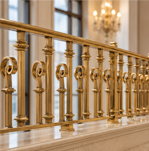 Rampe en laiton à motif annulaire avec balustres circulaires à volutes et colliers étagés pour escaliers, main courante et balustrade métalliques - Product Image 3