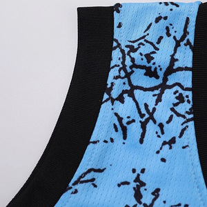 Ensemble maillot et short de basketball sublimé pour homme, col en V, sans manches, bleu, respirant - Product Image 5