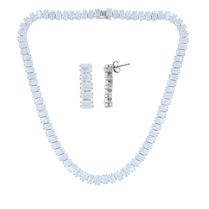 Conjunto de Collar con Piedra Lunar en Plata de Ley 92.5 KLSS-40130 - Product Image 1