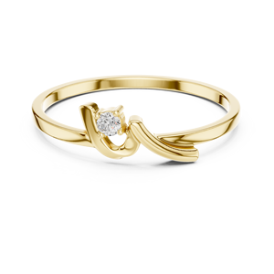 Anillo clásico minimalista de oro macizo de 14k con diamante de corte redondo para mujer, ideal para regalo, compromiso, aniversario, boda - Product Image 1