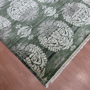 Elegant 8x10 Ft Hand Knotted Silk Persian Dark Forest Green Rug Handmade Decorative Area Carpet - Product Image 3