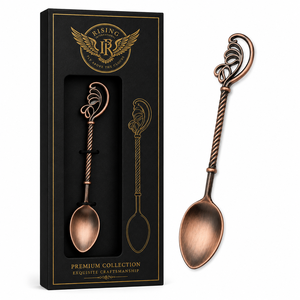Cuillère à café en laiton poli miroir de qualité supérieure, avec anse botanique, dorée, durable, résistante au lave-vaisselle, coffret cadeau de luxe, vente chaude - Product Image 4
