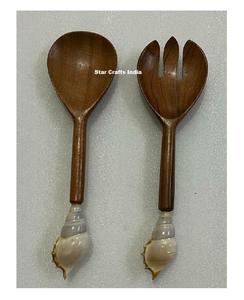 Meilleur prix, serveur à salade en bois d'acacia naturel de style américain, poignée en os, écologique, passe au lave-vaisselle, nouvel accessoire de cuisine - Product Image 1