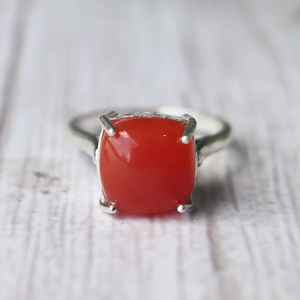 Handmade Square Carnelian <b>Statement</b> Ring 925 Sterling Silver Natural Gemstone Jewelry Elegant Women Gift - Product Image 5