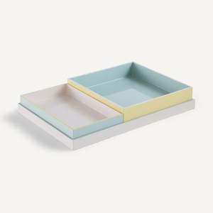 Ensemble de plateaux en rotin écologiques, plateau de service laqué, mélange de couleurs pastel, décoration d'intérieur, organisateur de table, vente en gros, artisanat, B2B - Product Image 4