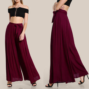 Pantalon Palazzo Plissé Taille Haute Décontracté à Jambes Larges en Velours Côtelé Respirant et Antistatique pour Femmes Grandes Tailles avec Liens à Nouer - Product Image 6
