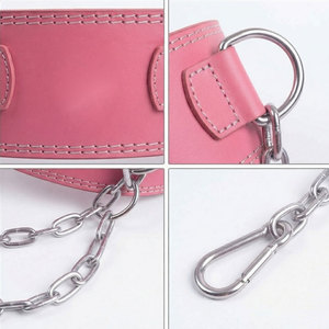 Cinturón de levantamiento de pesas de cuero con cadena de acero de calibre grueso, venta al por mayor, precio económico, servicio OEM, cinturón de powerlifting de tela de alta calidad - Product Image 3