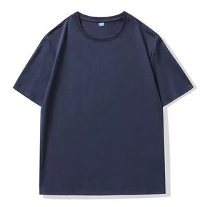T-shirt à manches courtes col rond noir pour femme, coupe classique, couleur unie, décontracté, respirant, 100% coton tricoté, printemps été - Product Image 2