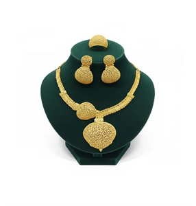 Ensemble de bijoux 4 pièces pour femme, plaqué or 24 carats, fait main, haute qualité, léger, élégant, confortable toute la journée, idéal pour les fiançailles - Product Image 3