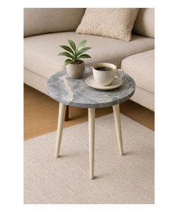 Table d'appoint traditionnelle à montage facile, petite table d'appoint, table d'appoint en métal et marbre pour salon, table basse d'appoint, pieds robustes, vente en gros - Product Image 1
