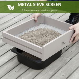 Grey Garden Potting Bench <b>Table</b> with Removable Sink Hooks Baskets and Metal Sieve Screen-for Outdoor <b>Plant</b> Care - Product Image 5