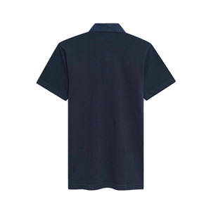 High Quality Men's Navy <b>Blue</b> Contrast Collar <b>Polo</b> <b>Shirt</b> Floral Patterned Collar Breathable Cotton Golf <b>Polo</b> T-<b>Shirt</b> - Product Image 2