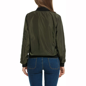 <b>Women</b> <b>bomber</b> <b>jacket</b> <b>lightweight</b> green zip up windbreaker casual outerwear stylish coat with ribbed cuffs and pockets - Product Image 4