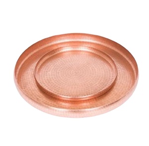 Trending Design Lot de 2 plateaux de service en cuivre de forme ronde Idéal pour la cuisine à domicile et les restaurants Plateau de service en cuivre - Product Image 1