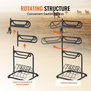 Portasella Autoportante a 3 Livelli per Carichi Pesanti 30 x 30 x 68,5 Pollici con Supporto Girevole Rimovibile per Coperte e Selle - Product Image 3
