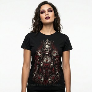 T-shirt graphique tendance pour femme, imprimé squelette couture, en coton noir, style streetwear moderne, vêtements personnalisés, fournisseur en gros - Product Image 6