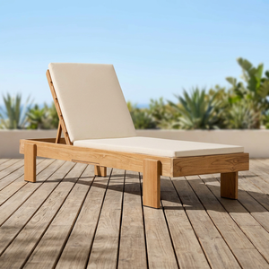 Chaise longue d'extérieur en teck avec dossier réglable pour projets hôteliers et de complexes hôteliers - Product Image 2