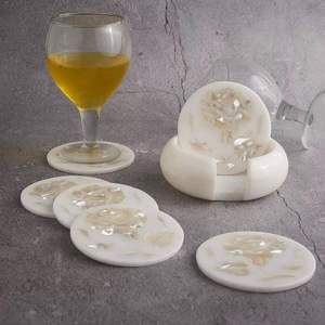 Sous-verres en marbre écologiques personnalisés, durables, lavables, en pierre naturelle avec option de logo, sous-verres promotionnels - Product Image 4